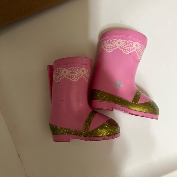 American Girl Wellie Wishers Ashlyn Pink Glitter Shoes 14.5" Doll Boots - Picture 4 of 6